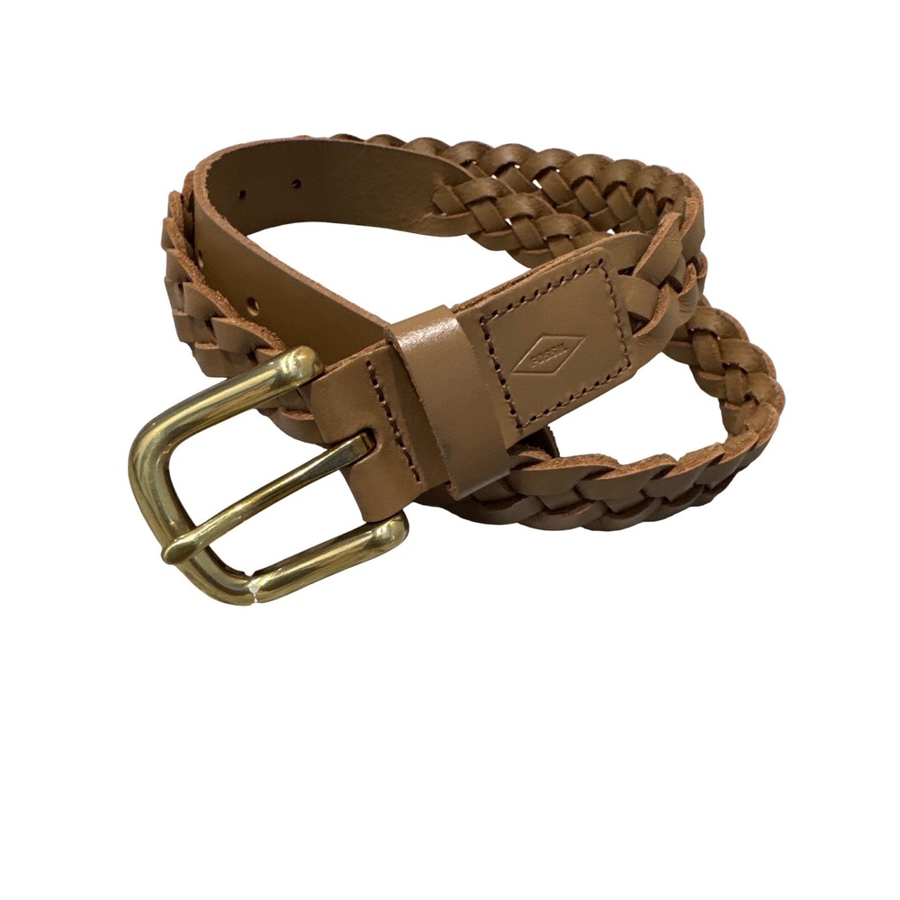 Women's‎ Fossil Brown Braided Light Brown Tan Belt size 38 NWOT